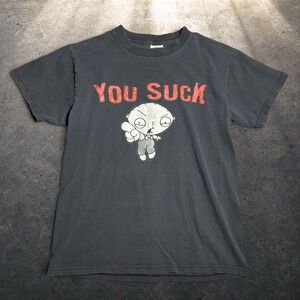 Vintage 2000 Family Guy Stewie Griffin You Suck T-Shirt Black Y2K Size Small